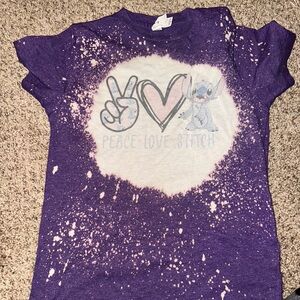Purple Graphic Tee with Peace Love Stitch Design